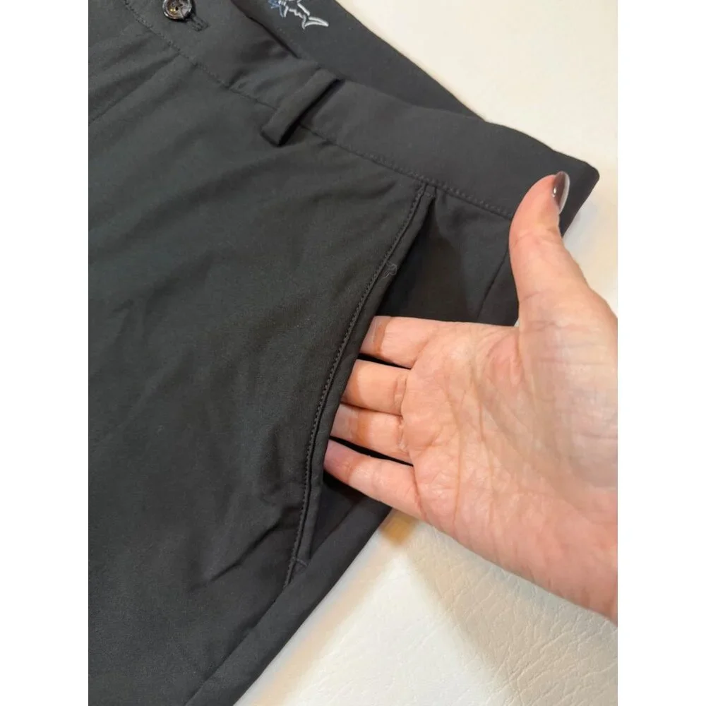 Greg Norman Mens Black Stretch Golf Pants Flat-Front Relaxed 36X30  (bin U199)